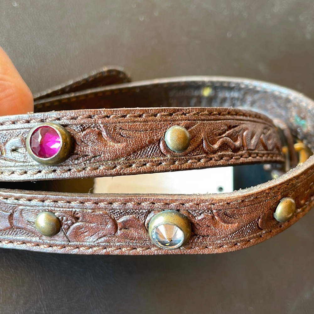 Ralph Lauren studded jewel tooled leather bracelet - Picture 2 of 6